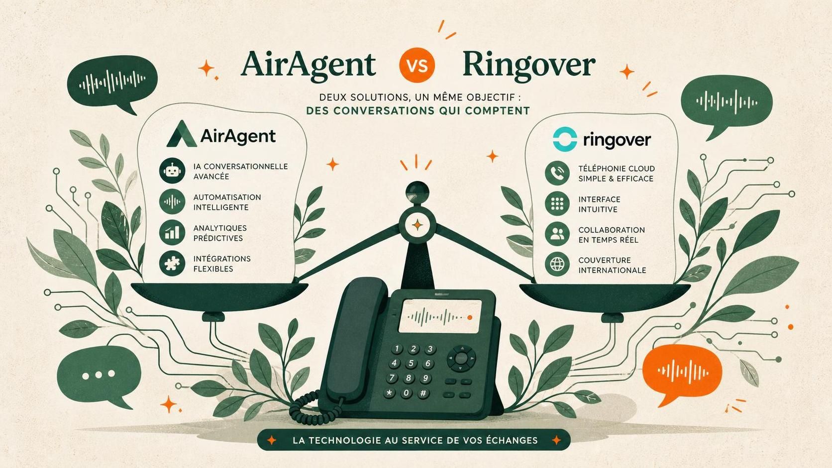découvrez notre comparaison détaillée entre airagent et ringover, deux agents vocaux ia performants, pour choisir la solution adaptée à vos besoins en communication intelligente.