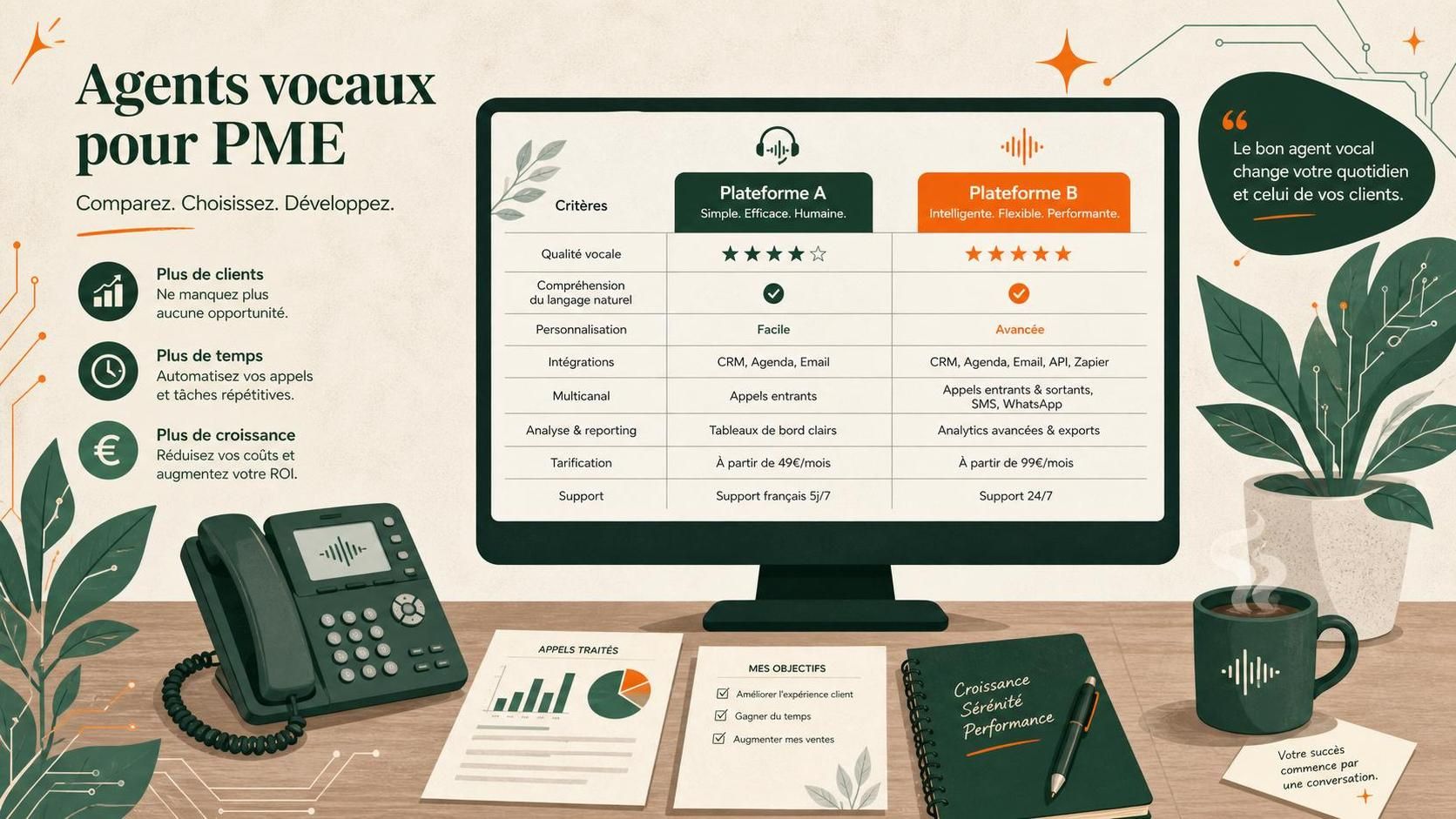 découvrez notre comparatif 2026 entre airagent et vocalcom, deux solutions d'agents vocaux innovantes. analysez leurs fonctionnalités, performances et avantages pour choisir la meilleure option pour votre entreprise.