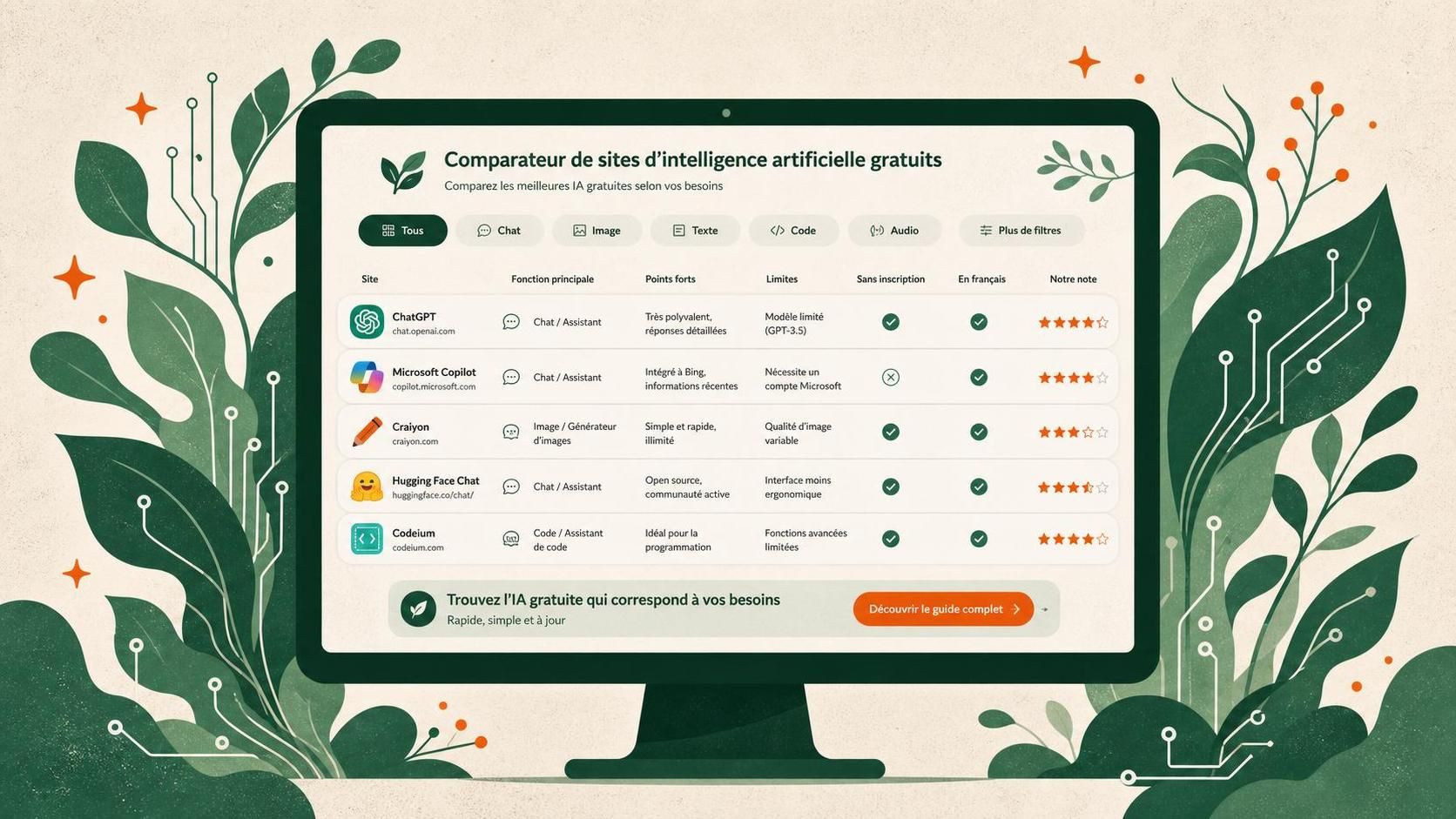 découvrez les meilleurs sites d'intelligence artificielle gratuits et trouvez celui qui correspond le mieux à vos besoins et projets.