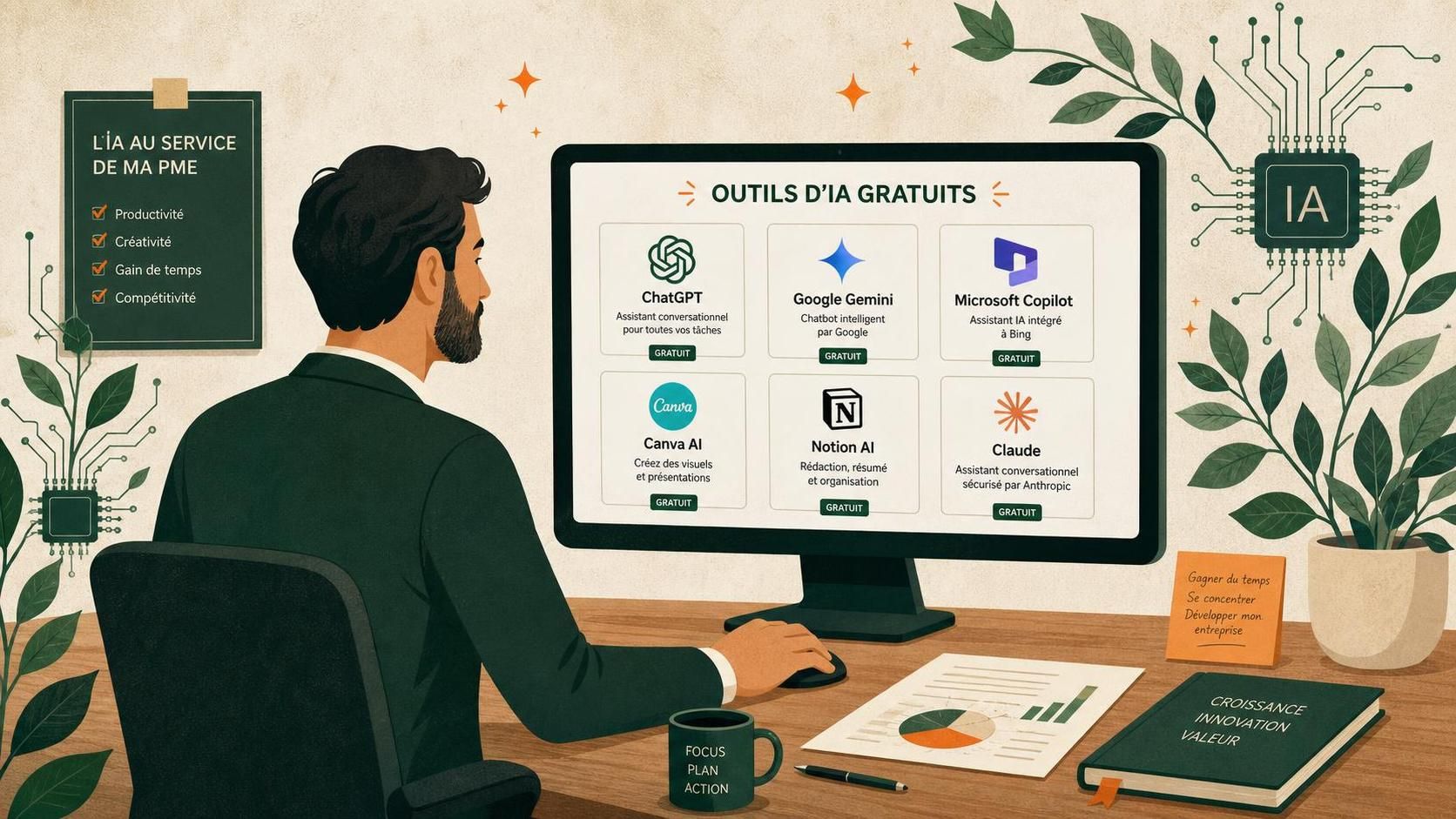 découvrez les outils d'ia gratuits indispensables pour optimiser la gestion et la croissance de votre pme facilement.